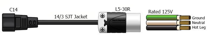 c14 l5-30 1 foot cord